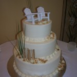 2 Beach Adirondack and Fence Wedding Cake