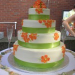 1 Summer Orange Flower Green Ribbon