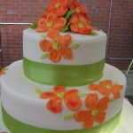 2 Summer Detail Orange Flower Green Ribbon