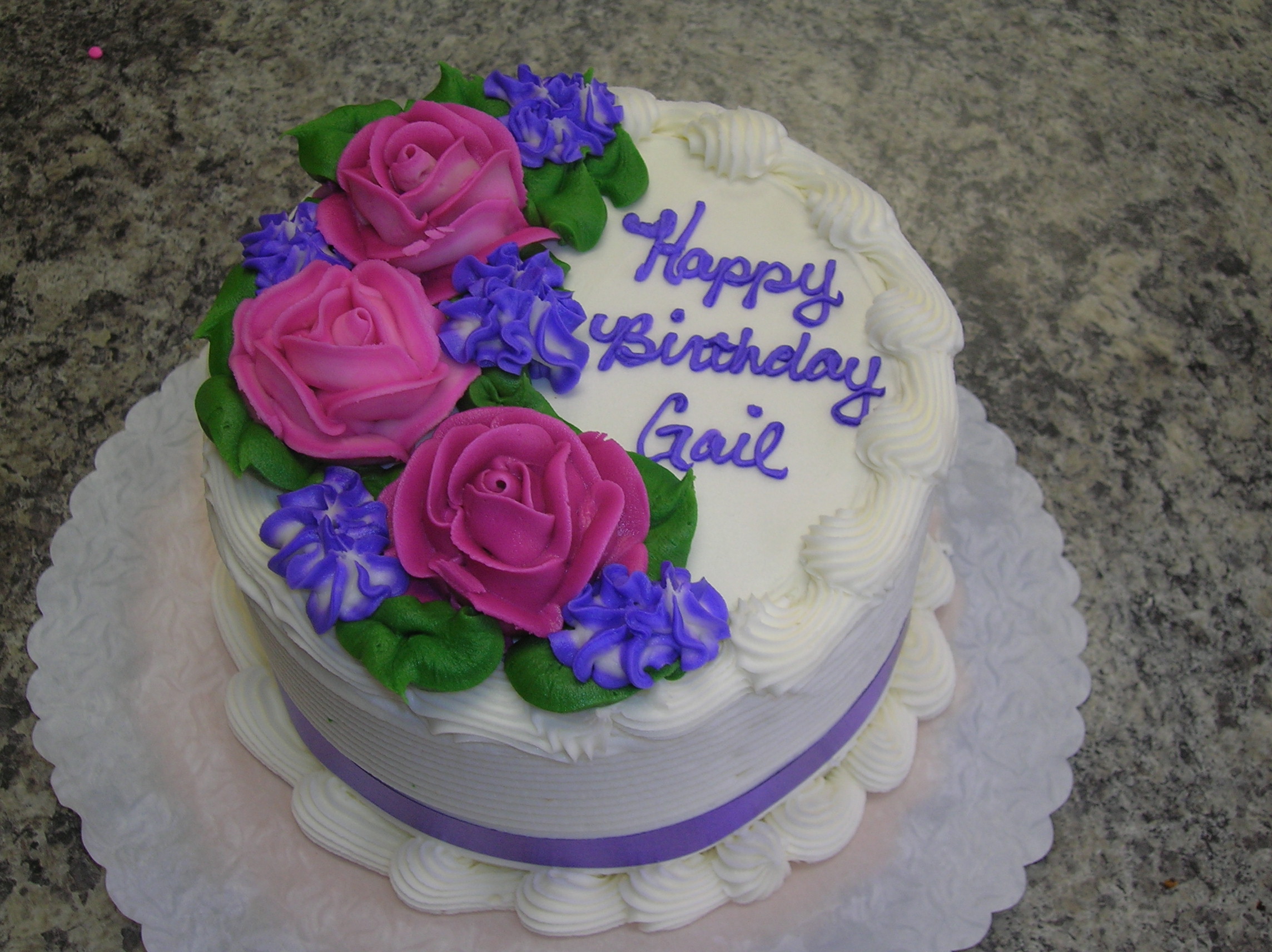 Pink Rose Birthday Cake For Gail