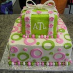 wedding pink and green monogram present